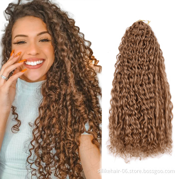 Hot Selling Cheap 24Inch Ombre Red Brown Long Wavy Water Deep Wave Braids Kinky Curly Crochet Braiding Synthetic Hair Extensions